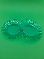 Одноразова тарілка стеклоподобная діаметр 205 мм зелена (10 шт)