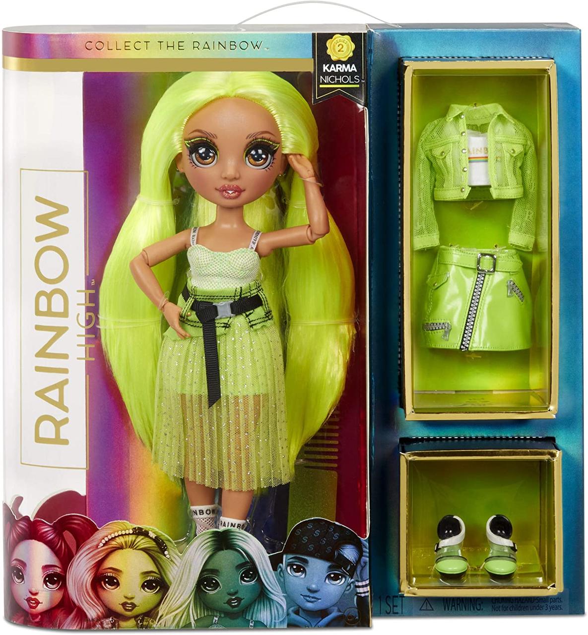 Лялька Рейнбоу Хай Карма Нікольс Rainbow High Karma Nichols – Neon Green Fashion Doll 572343