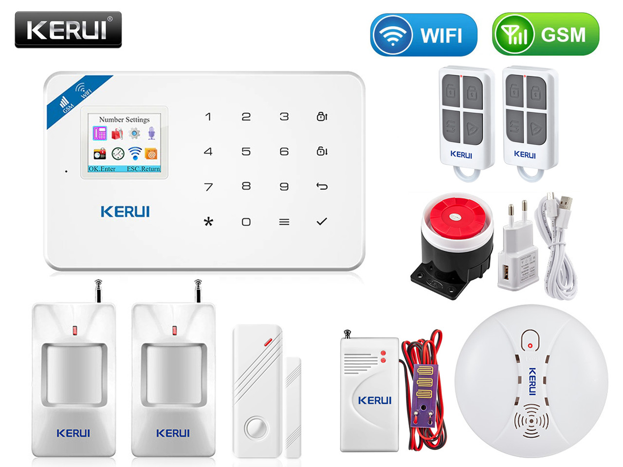Комплект бездротовий gsm WiFi сигналізації економ Pro для 1-кімнатної квартири Kerui W18