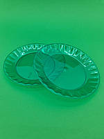 Склоподібна пластикова тарілка діаметр 160мм Зелена (10 шт)