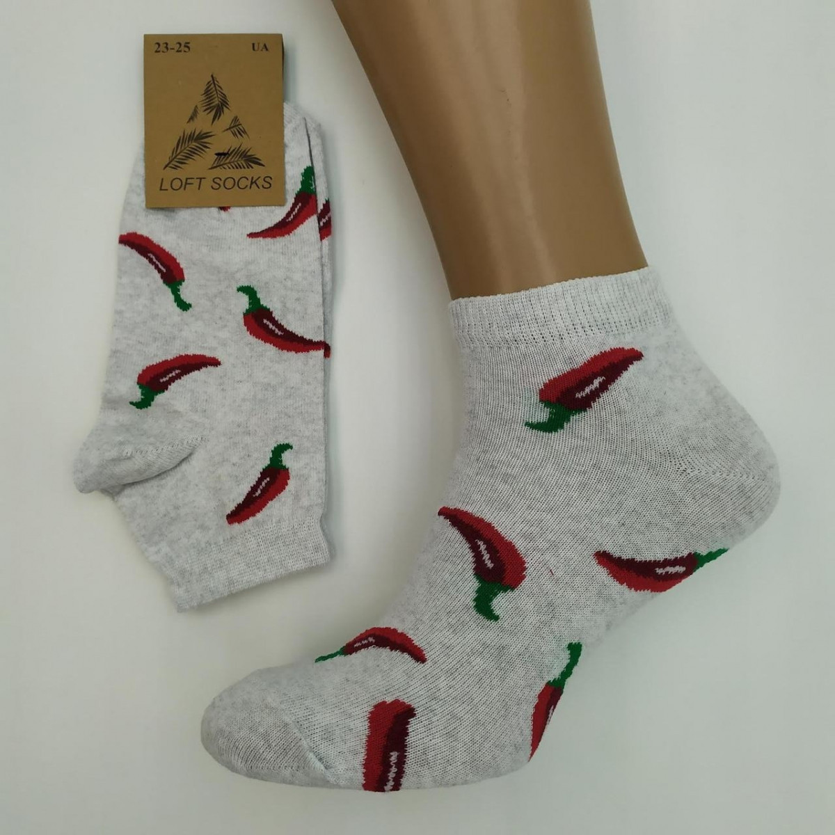 Шкарпетки жіночі демісезонні, середні "ПЕРЧИК", LOFT SOCKS, р23-25, світло-сірі, 20019020