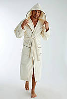 Элитный мужской халат с капюшоном (новинка) Nusa NS-1320 крем 3XL