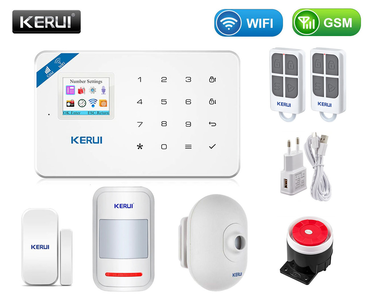 Комплект бездротовий gsm WiFi сигналізації з вуличним датчиком руху Kerui W18