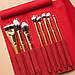 Набір з 8 кистей для макіяжу в червоному чохлі LUXIE Glitter and Gold Brush Set, фото 2