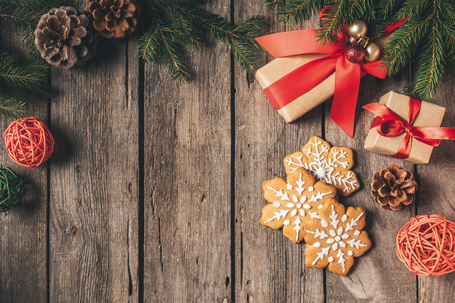 Фон для фото з новорічними пряниками, дерев'яна текстура, теплі кольори, 90×60 см, №56002, фото 1