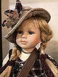 Порцелянова лялька Ханна з сумкою і капелюхом колекційна 32cm Reinart Faelens (ціна за 1 штуку), фото 7