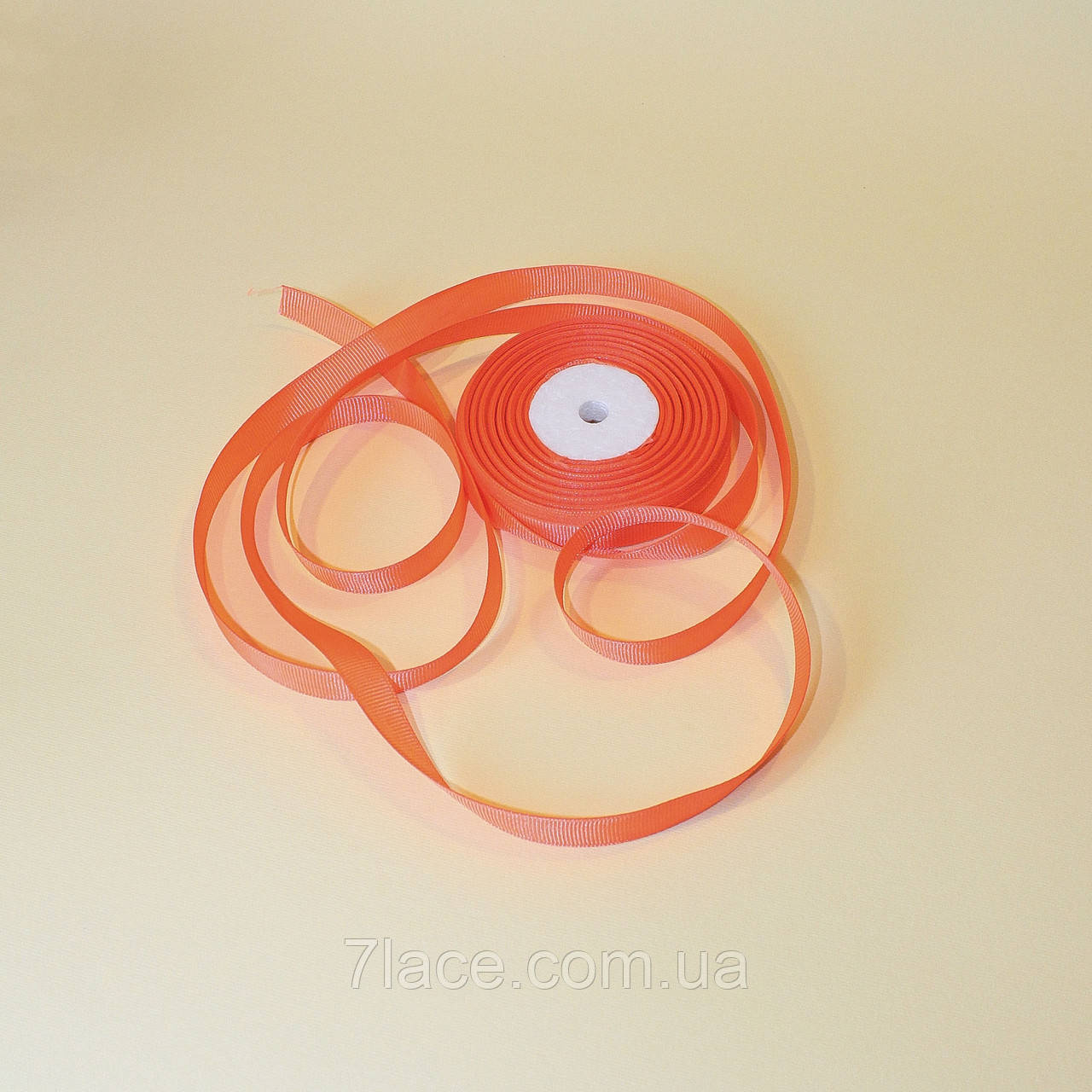 Репсова стрічка 1,2 см/колір жовтогарячий/ширина 1,2 см/бобіна 23 м