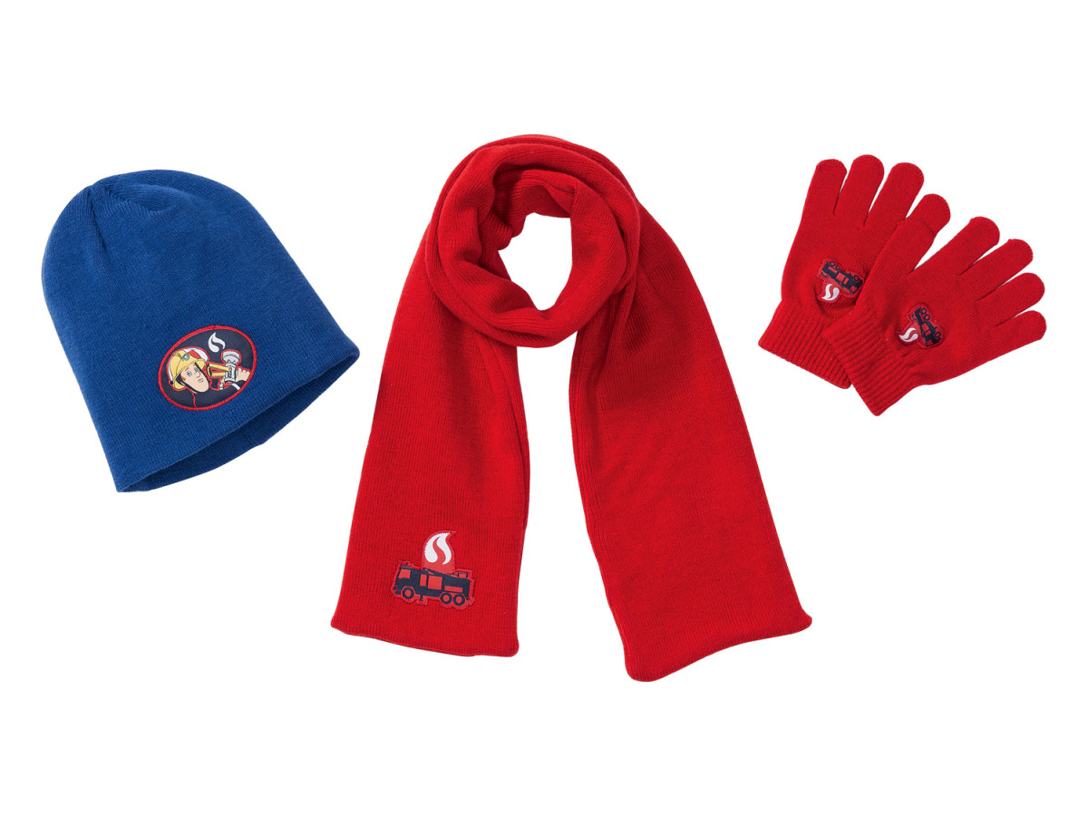 Комплект шапка + шарф і перчатки для хлопчика Disney Fireman Sam 324276 обхват 51-53 (110-128 см) Різнобарвний