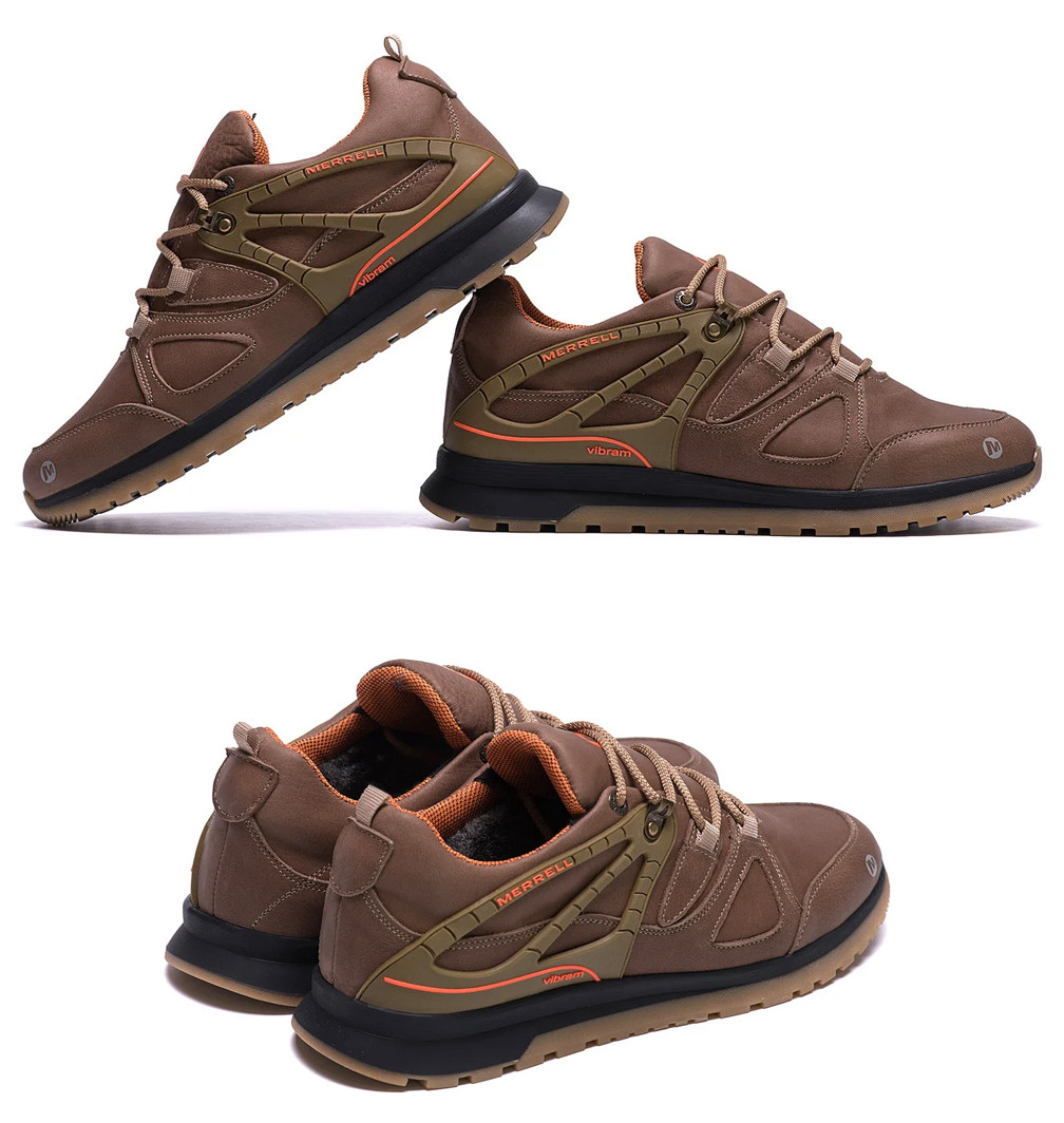 Чоловічі шкіряні зимові кросівки MERRELL vlbram Olive, Чоботи, кросівки зимові коричневі, спортивні черевики, фото 1