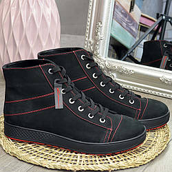 Черевики чоловічі чорні, на шнурівці. Натуральна шкіра нубук