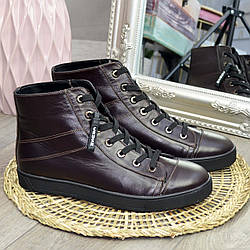 Черевики чоловічі шкіряні коричневі, на шнурівці