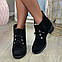 Черевики жіночі замшеві на шнурівці, колір чорний, фото 4