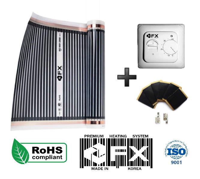 6м2(1,32 кВт) Felix FX Нагрівальна плівка під лінолеум Інфрачервона Тепла підлога Комплект