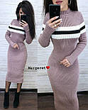 Тепле в'язане плаття міді по фігурі з смужкою на грудях (р. 42-46) 9032961, фото 8