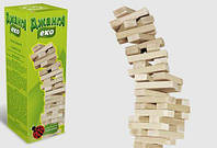 Настольная игра Дженга Эко, Падающаяя башня, 54 деревянных бруска, Игра дженга