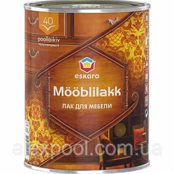 Eskaro Mooblilakk 40 - Водорозчинний акриловий лак для меблів, 0.9 кг, фото 1