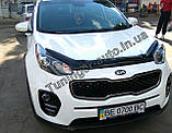 Мухобойка, дефлектор капота Kia Sportage 2016- (Sim), фото 4