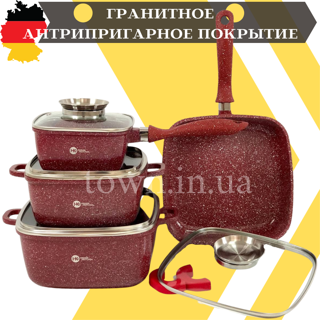 Набір кухонного посуду з гранітним покриттям, набір каструль (відказанов) із сотейником і сковородою HK-311