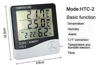 Тактовий термометр гігрометр з дистанційним датчиком HTC-2 003141 Найкраща ціна
