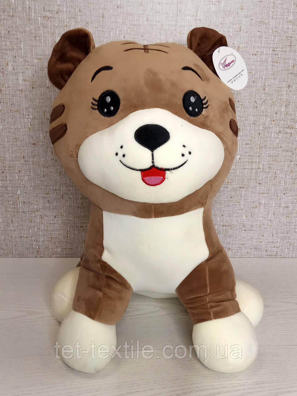 М'яка іграшка з пледом усередині "Тигр" кавовий, великий