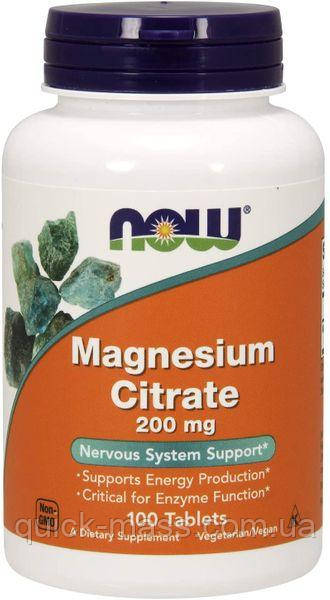 Магній цитрат для нервової системи Now Foods Magnesium Citrate 200 mg 100 Tablets