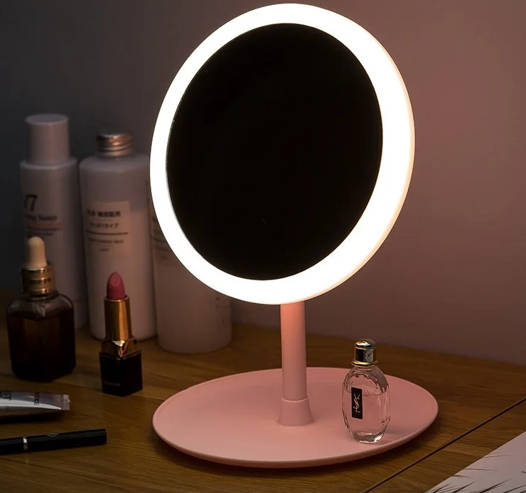 Настільне дзеркало з LED підсвічуванням для макіяжу кругле (W8) LS-009547
