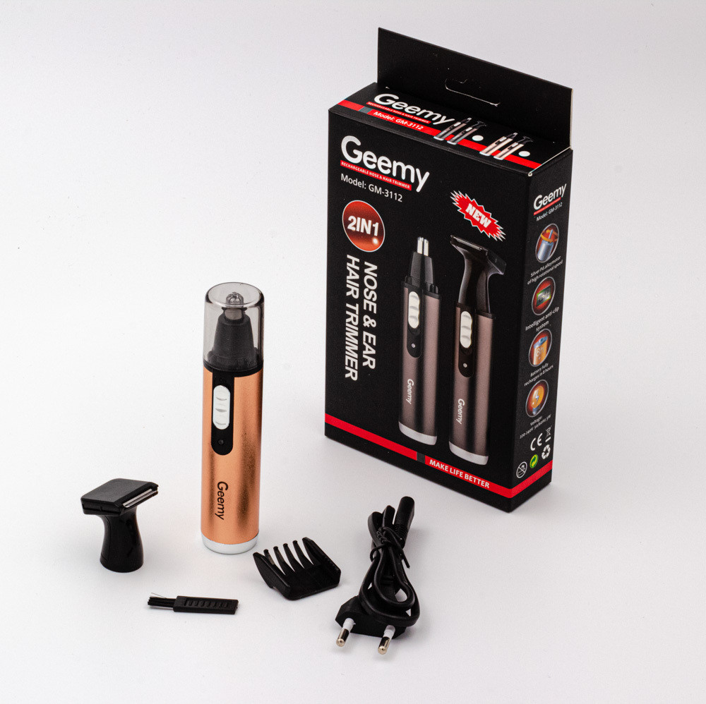Trimmer 2v1 Gemei GM-3112 для носа, вух, храмів, тримерної акумулятора Дві форсунки 009363 Найкраща ціна