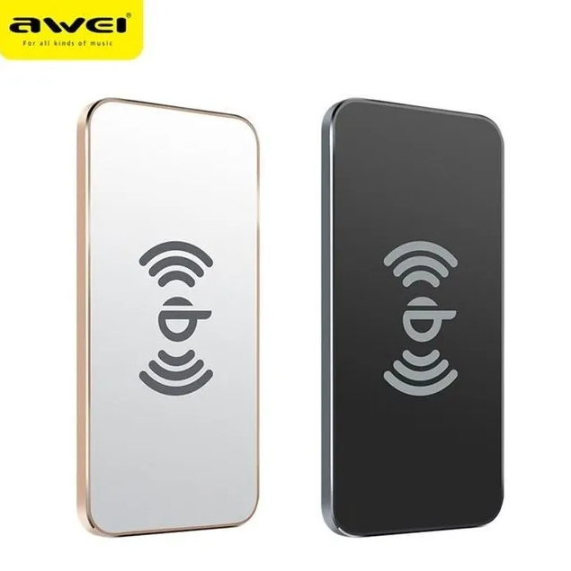 Бездротовий зарядний пристрій AWEI W1 + WIRELESS CHARGE, супер тонкий портативний зарядний пристрій LS-009201