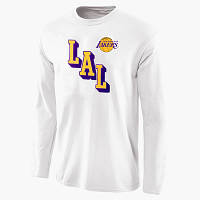 Лонгслив белый Лейкерс Lakers тренировочная футболка с длинным рукавом