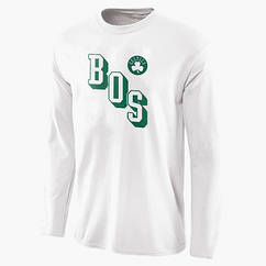 Лонгслив білий Бостон Селтікс Boston тренувальна футболка з довгим рукавом