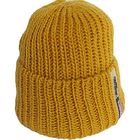 Однотонна дитяча / підліткова в'язана шапка Caskona на зиму, жовта