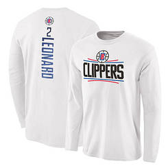 Лонгслив білий Лос Анджелес Кліпперс Леонард 2 Clippers Leonard тренувальна футболка з довгим рукавом