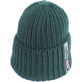 Однотонна дитяча / підліткова в'язана шапка Caskona на зиму, темно-зелена