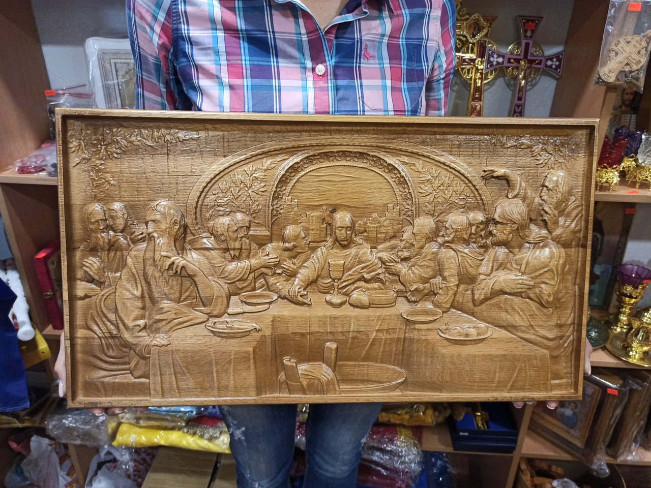 Ікона "Таємна вечеря" з дерева 61×34 см