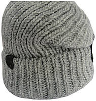Зимняя детская / подростковая вязаная шапка на кнопке Caskona для мальчиков, светло-серая