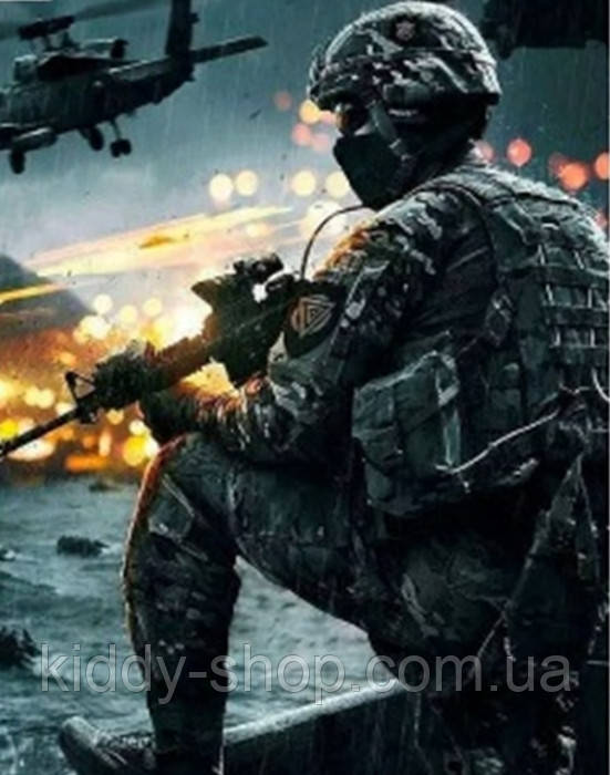 Алмазна вишивка. Картина на підрамнику "Справжній воїн" , розмір 40х50, фото 1