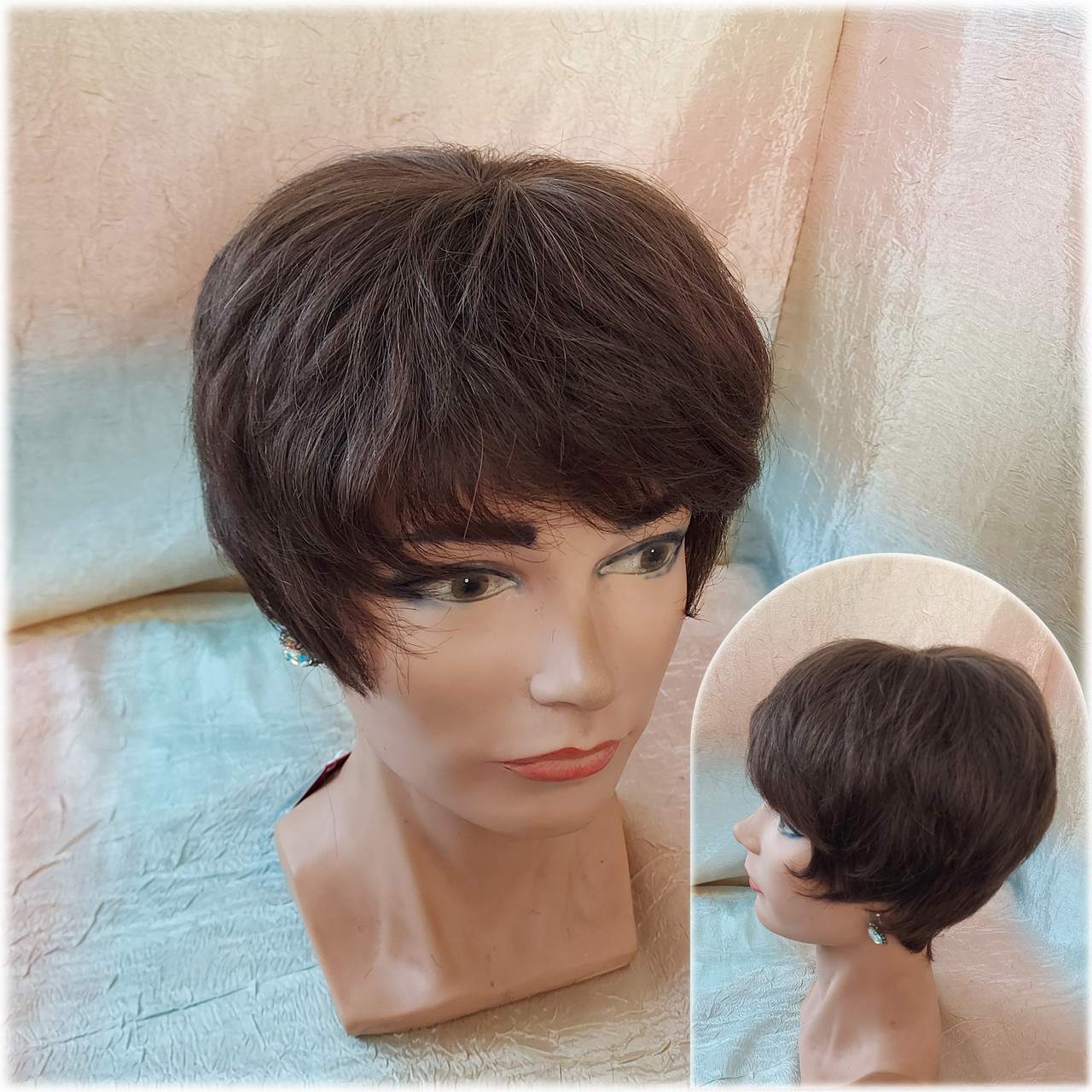 Перуки з натуральних волосся шоколадний 5216HH - 4, фото 1