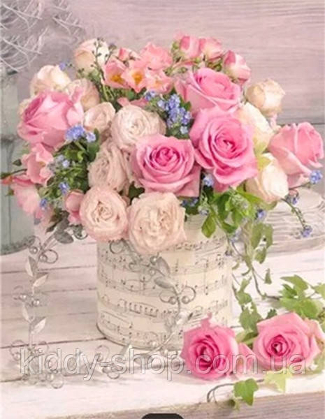 Алмазна вишивка. Картина на підрамнику "Музика квітів" , розмір 40х50, фото 1