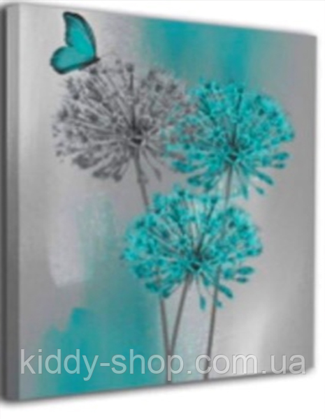 Алмазна вишивка. Картина на підрамнику "Кульбаби та метелик" , розмір 40х50, фото 1
