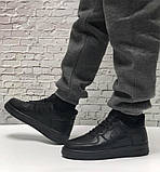Зимові шкіряні чоловічі низькі кросівки з хутром Nike Air Force "Чорні" р 36;38,5;41-45, фото 2