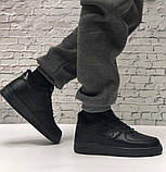 Зимові шкіряні чоловічі низькі кросівки з хутром Nike Air Force "Чорні" р 36;38,5;41-45, фото 3