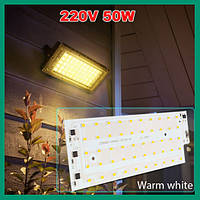 Warm White LED плата светодиодная SMD 2835, 220V 50W, 165х62 мм