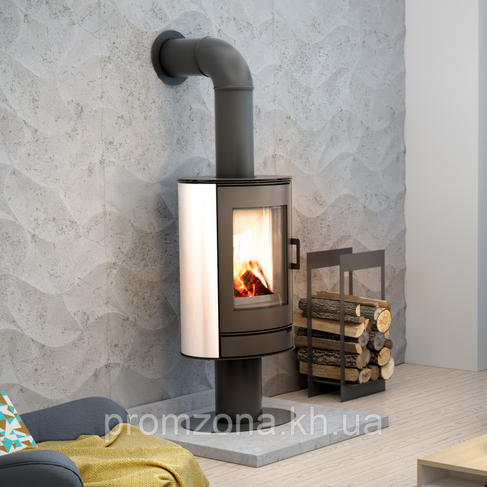 Кафельна піч-камін Kratki KOZA AB S/N/DR кахель біла (8,0 кВт)