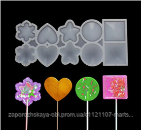 Силіконовий Молд для карамелі та ін "Асорті на паличці 5 фігур "оптом, фото 1