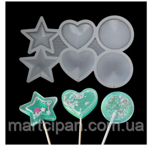 Силіконовий Молд для карамелі та ін "Асорті на паличці 3 фігур "оптом, фото 1