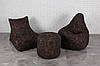 Коричневий набір м'яких меблів (крісло груша, диван, пуф XL) джинс роріжка, фото 7