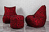 Червоний набір м'яких меблів (крісло груша, диван, пуфик XL) джинс роріжка, фото 5