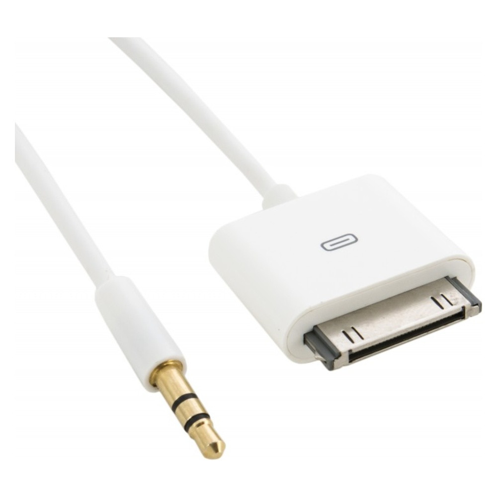 Кабель AUX 3,5 mm – Apple 30-pin, 1,5 метра, 30 AWG, Stereo, Gold, PVC – ExtraDigital