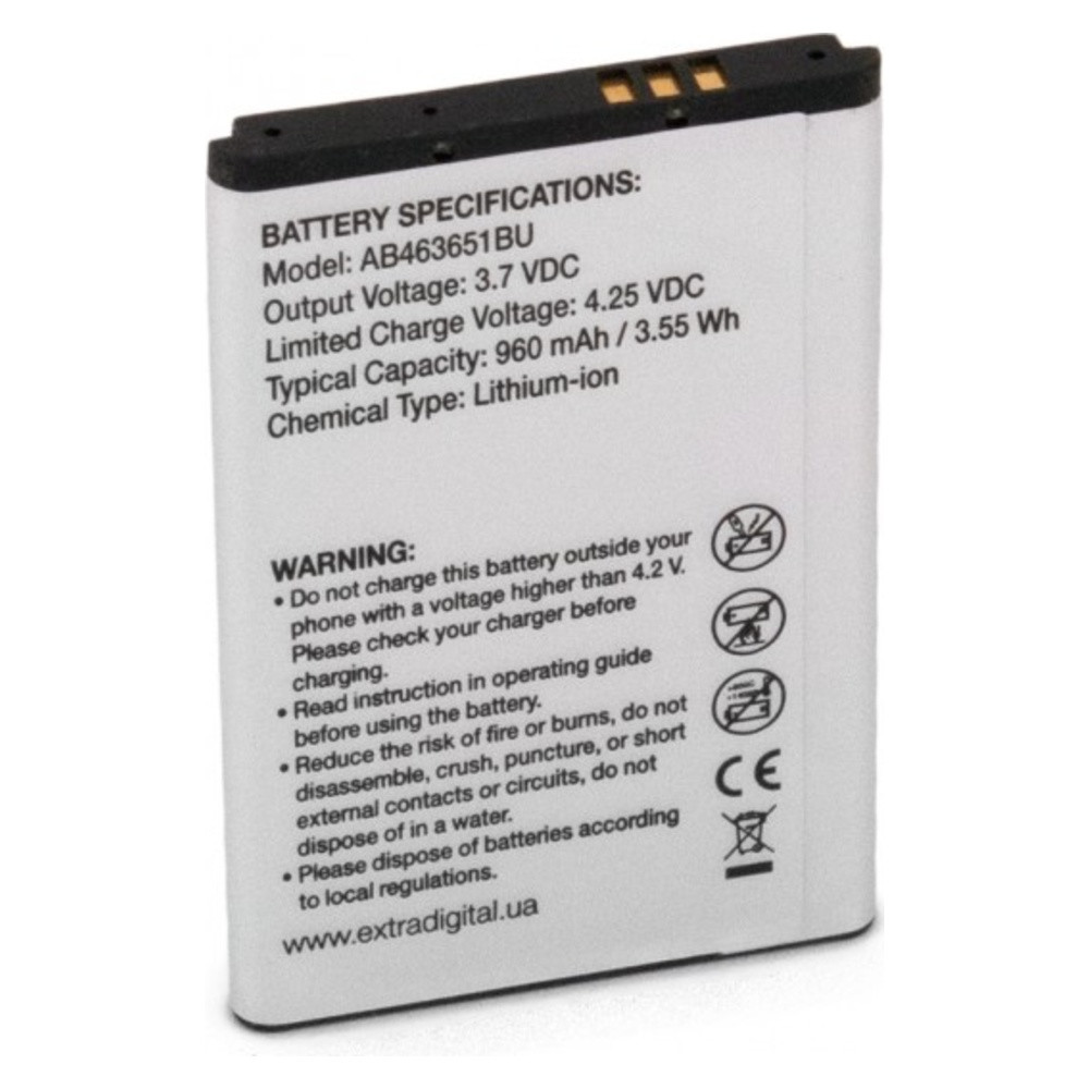 Аккумулятор для Samsung C3322i 960 mAh - AB463651BU ExtraDigital - фото 2 - id-p1487298437