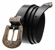 Ремінь жіночий шкіряний Badura 2,5 х 0,3 (D028CZ) — чорний